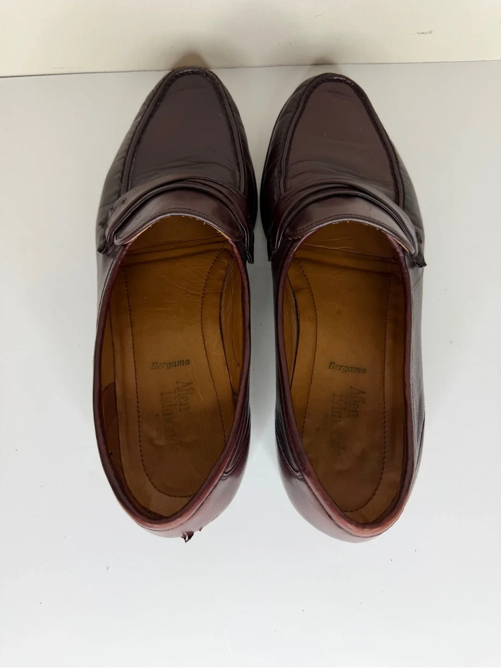 Allen Edmonds Bergamo Moc Toe Brown Leather Slip On Loafers Men’s 9D 49070 Italy